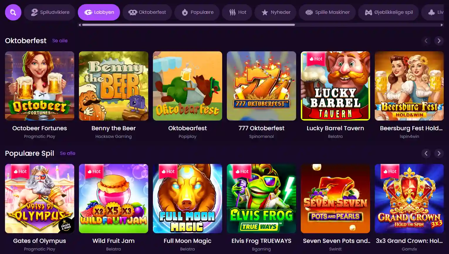Spil hos GlitchSpin - spilleautomater, livecasino og udbydere